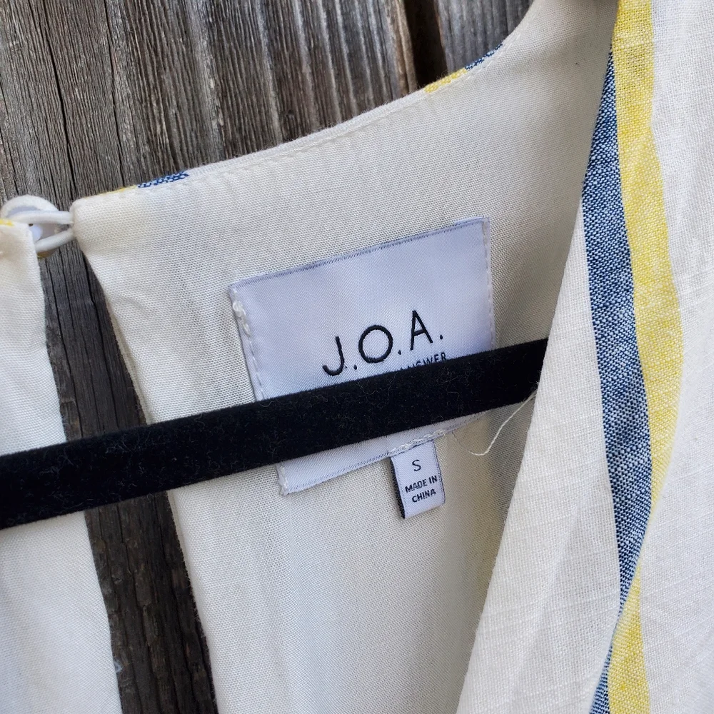 J.O.A Striped Ruffle Faux Wrap Midi Dress - Picture 7 of 8